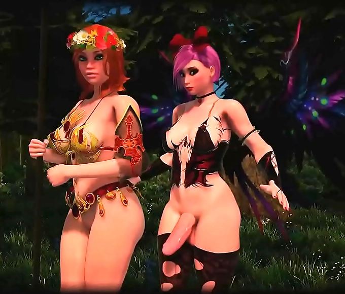 Futanari Shemale Fairy and Amazon Lesbian Sex in the Forest - A 3D Animated Cartoon