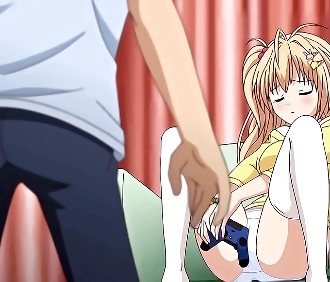 Discovering Luscious 18-year-old Virgin Step-Sister Masturbating with Gaming Console Controller - Must-Watch Hentai!